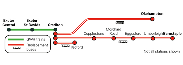 Diagram of 19-27 February 2022 engineering work