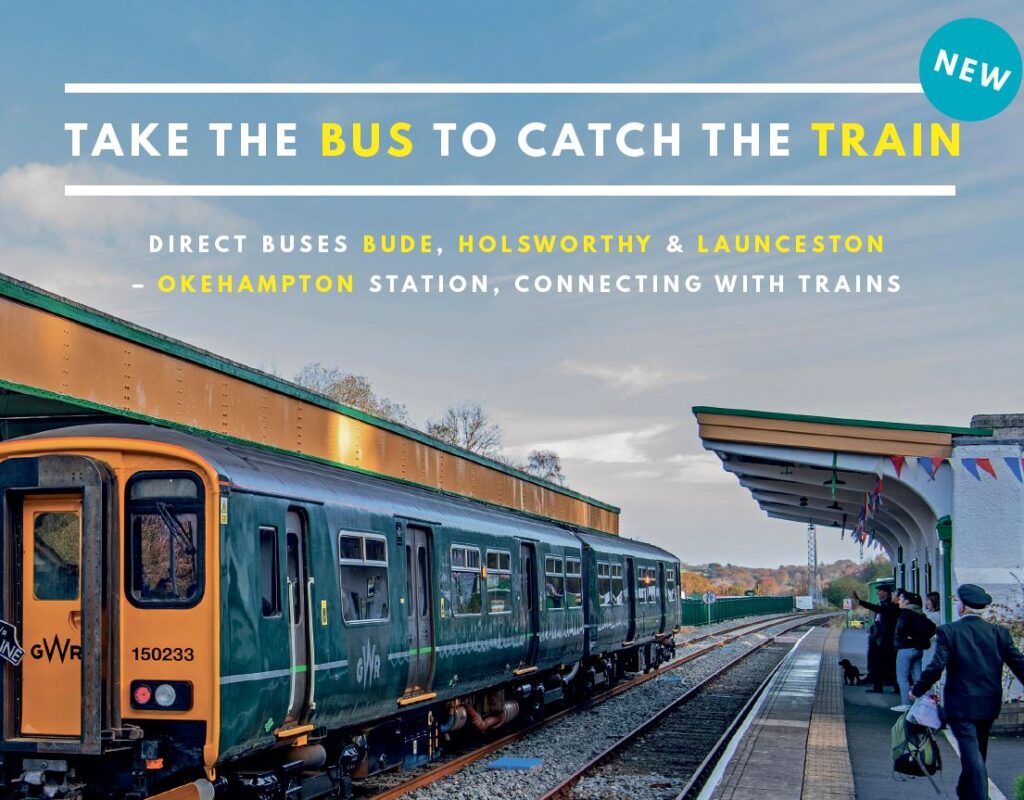 Take the bus to catch the train. Direct buses Bude, Launceston and Holsworthy - Okehampton station, connecting with trains